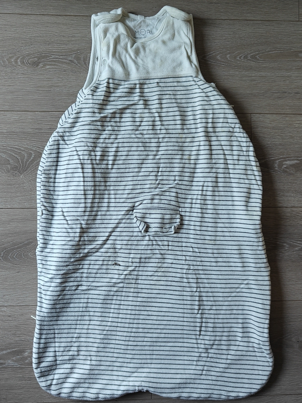 Mori Baby Sleep Sack 2.5tog Warm Grey White Stripes